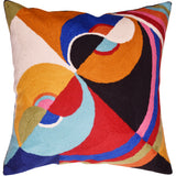 Delaunay Decorative Pillow Cover Joy Modern Couch Pillowcase Contemporary Couch Cushion Abstract Farmhouse Chair Pillowsham Hand Embroidered Wool Size 18x18