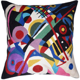 Kandinsky Impulse Modern Decorative Pillow Cover Black Abstract Toss Pillowcase Farmhouse Chair Cushion Contemporary Pillow Mid-Century Chair Cushions Hand Embroidered Pillow Wool Size 18x18