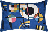 Lumbar Kandinsky Blue Modern Pillow Cover - Counterweights Mid-Century Chair Cushions Blues Abstract Pillowcase Contemporary Sofa Pillowsham Handembroidered Wool Size 14x20