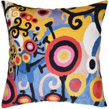 Yellow Tree of Life Decorative Pillow Cover Modern Couch Pillowcase Floral Chair Cushion Farmhouse Pillowsham Hand Embroidered Wool 18x18