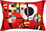 Kashmir Designs Lumbar Red Kandinsky Decorative Pillow Cover Abstract Counterweights Hand Embroidered Wool 14x20