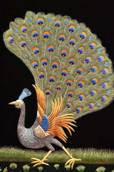 Peacock Wall Art Decorative Panel Jewel Art Tapestry, 35W X 47H