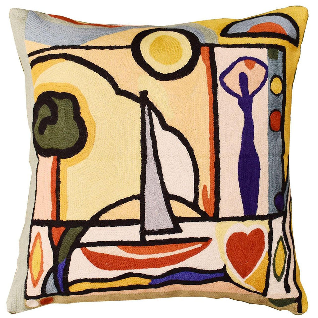 Fun in the Sun II by Alfred Gockel Accent Pillow Cover Handmade Wool 18" x 18" - KashmirDesigns