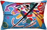 Kashmir Designs Lumbar Kandinsky Decorative Pillow Cover Blue Painting Abstract Cushion Wool HandEmbroidered 14x20