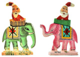 Santa Elephant Christmas  Holiday Ornaments II Handpainted, Set of 2