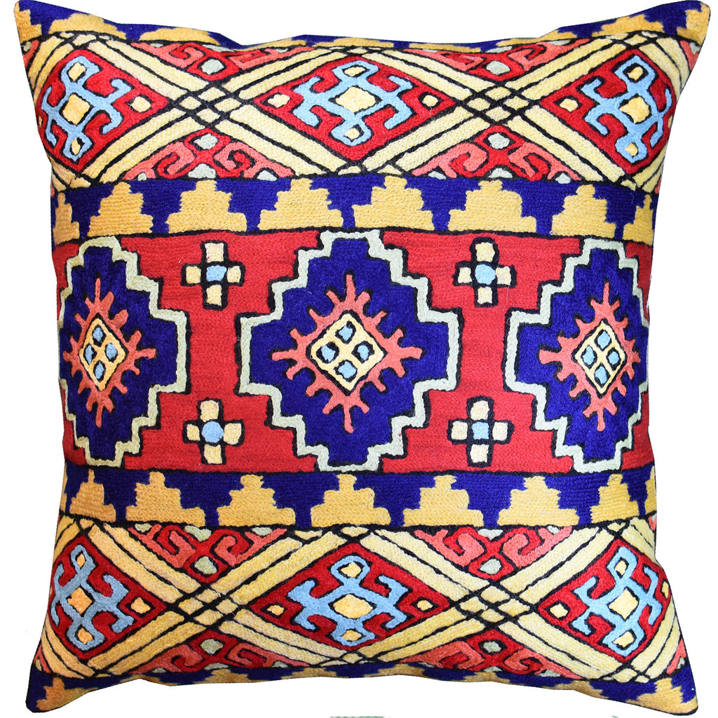 Navajo Tribal Kilim Aztec Scorpion Accent Pillow Cover Southwestern Wool 18x18" - KashmirDesigns