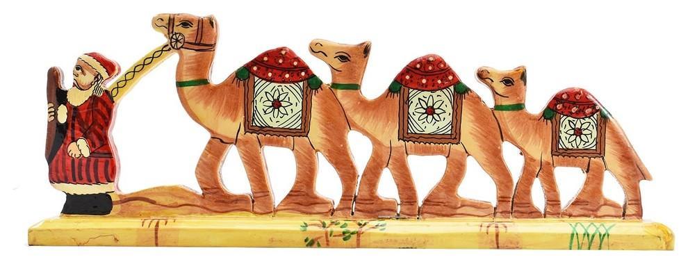 Santa Bethlehem Trip on Camels Christmas Holiday Ornaments Handmade - KashmirDesigns