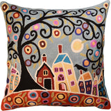 House Barn Birds & A Tree Karla Gerard Pillow Cover Handembroidered Wool 18