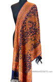navy grand paisley shawl kashmir hand embroidered wrap