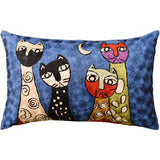 Lumbar Picasso Four Cats Rectangle Pillow Cover Handembroidered Art Silk 13