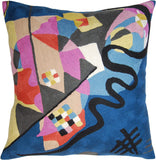 Kandinsky Modern Blue Pillow Cover Flow Abstract Pillowcase Farmhouse Chair Cushion Contemporary Outdoor Cushions Handmade Wool Size 18x18