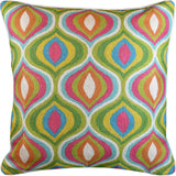 Colorful Teardrop Waves Suzani Accent Pillow Cover Handembroidered Wool 20x20