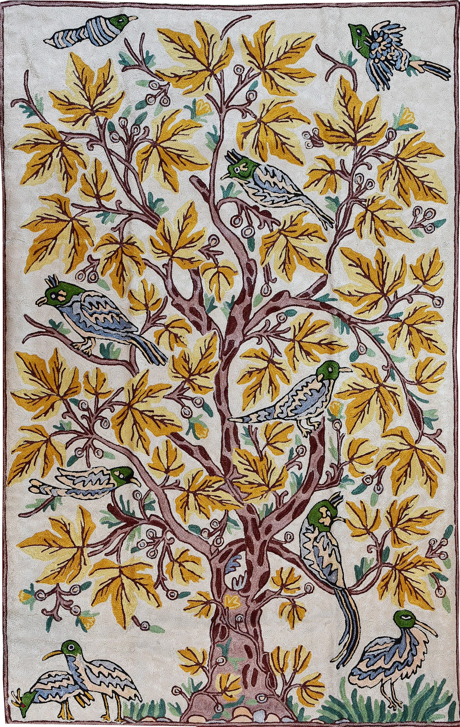 Floral Tree of Life Birds Autumn Wall Hanging Tapestry Rug