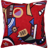 Kandinsky Red Pillow Cover Mit Und Gegen Red Modern Chair Cushion Farmhouse Pillowcase Kids Room Cushions Hand Embroidered Wool Size 18x18