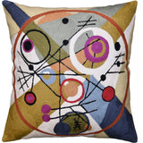 Kandinsky Pillow Cover Circles In Circle Gold Gray Hand Embroidered Wool 18x18