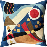 Kandinsky Pillow Cover Blue Composition Abstract Pillowcase Farmhouse Chair Cushion Contemporary Outdoor Cushions Handmade Wool Size 18x18