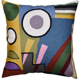 Kandinsky Pillow Cover Composition VI Blue Gray Gold Abstract Cushion Cover Hand Embroidered Wool 18x18