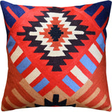 Tribal Aztec Southwestern Decorative Pillow Cover Handembroidered Wool 18x18