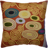 Klimt Coral Pillow Cover Swirls Accent Brown Modern Throw Pillowcase Chair Cushion Modern Farmhouse Couch Cushion Needlepoint Size 18x18