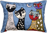 Lumbar Picasso Cat Pillow Cover | Blue Cat Pillows | Cute Cat Pillow | Abstract Cat Cushion | Cat Face on Pillow | Kitty Pillows | Cat Lover Gift | Hand Embroidered Wool Size - 14x20