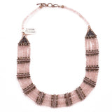 Pink Rose Quartz Choker Small 925 Sterling Silver Necklace Natural Gemstones Collar Handcrafted