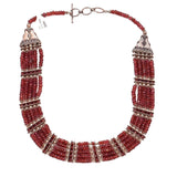 Red Garnet Choker Small 925 Sterling Silver Necklace Natural Gemstones Collar Handcrafted