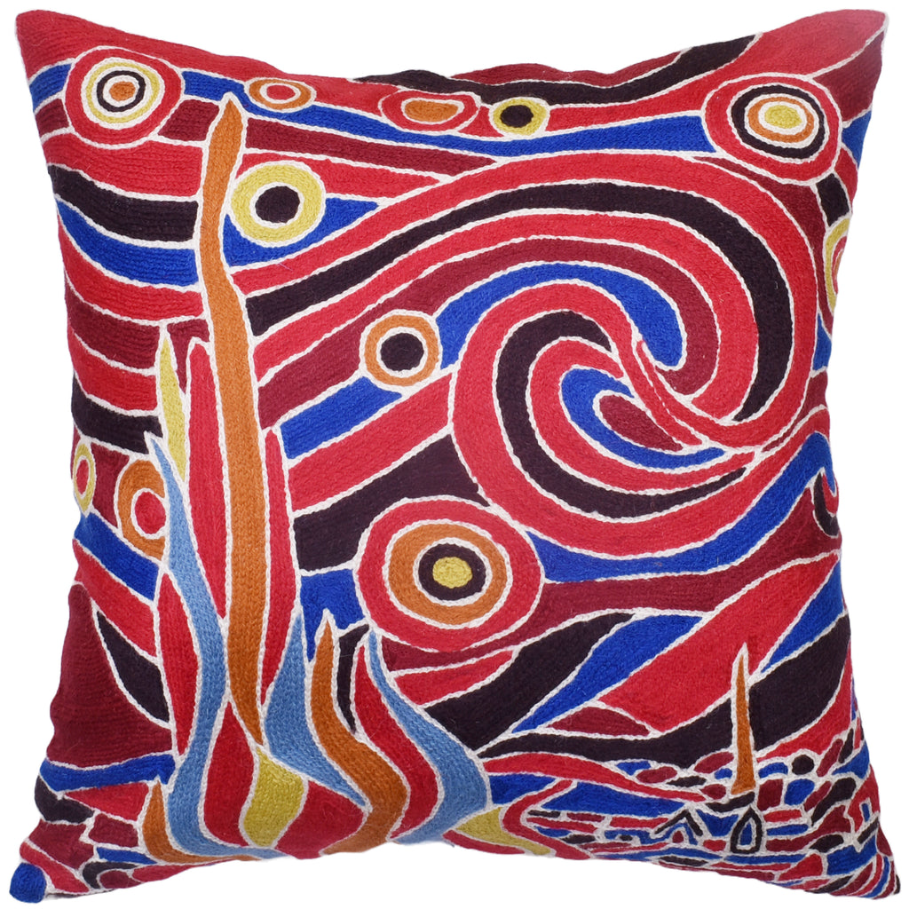 Red Starry Night Pillow Cover Van Gogh Decorative Pillowcase Bed Farmhouse Chair Cushion Couch Outdoor Accent Hand Embroidered 18x18