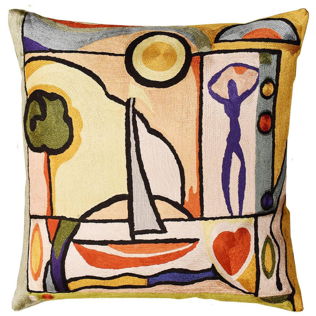 Fun in the Sun II by Alfred Gockel Accent Pillow Cover Handmade Art Silk 18" x 18" - KashmirDesigns