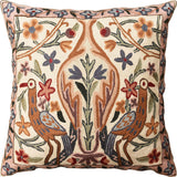 Floral Vase Tree of Life Two Crane Decorative Pillow Cover Handmade Wool 18