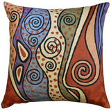 Klimt Rust Pillow Cover Night Sky Decorative Hand Embroidered Wool 18x18