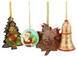 Holiday Christmas Ornaments, Hand Painted Ball, Bell, Tree and Maple Sets