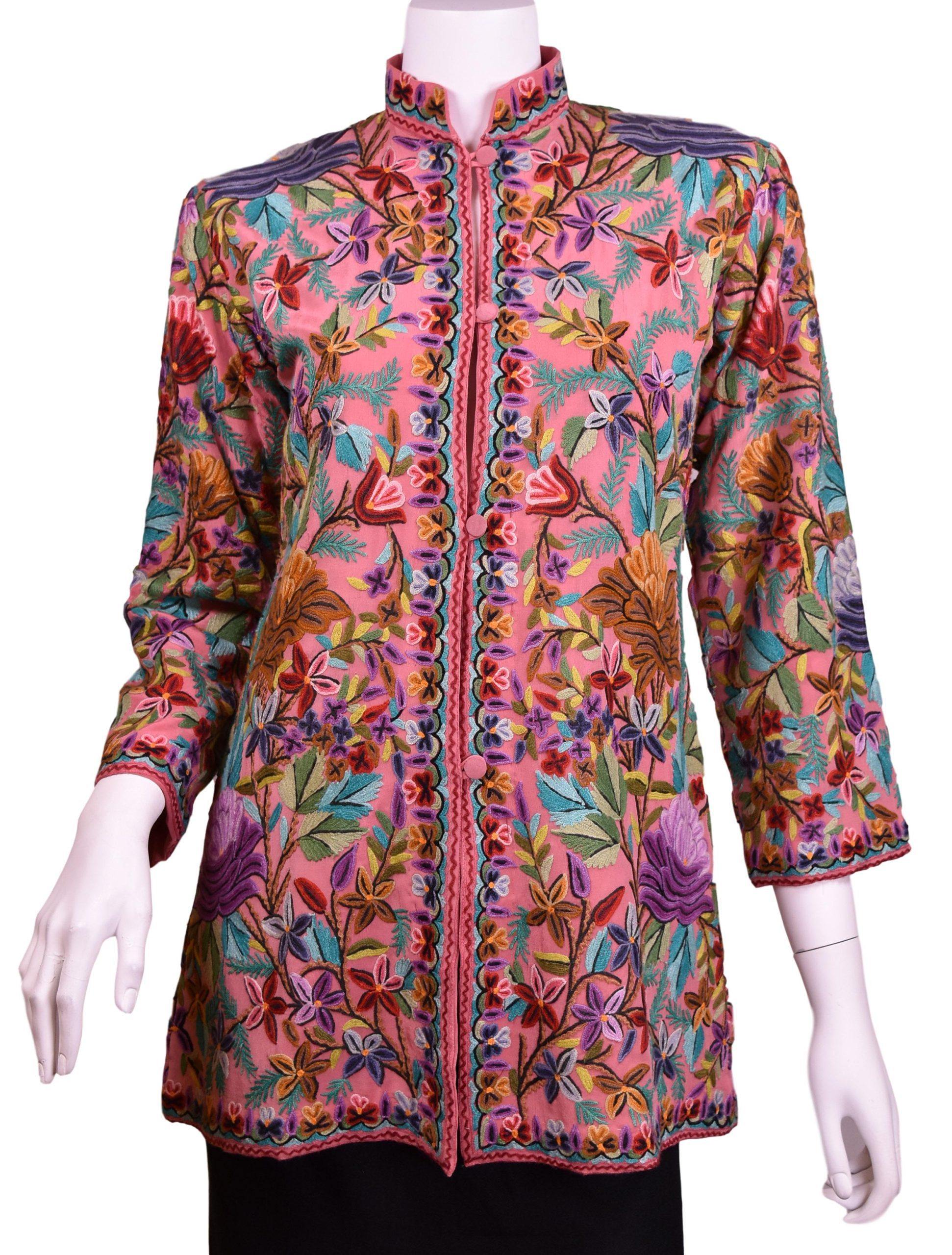 Pink and blue cotton floral jacket with dress - set of two by Label  Rishmaan