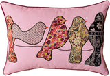 Lumbar Lavender Birds On Wire Decorative Pillow Cover Cotton Applique 14