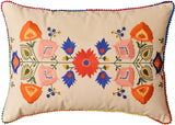 Lumbar Beige Floral Cotton Decorative Pillow Cover Silk Embroidery  14