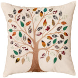 White Tree of Life Decorative Pillow Cover Cotton Applique Work Designs 18