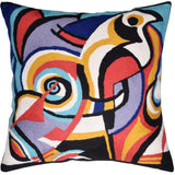 Kandinsky Improvisation Modern Decorative Pillow Cover Black Abstract Toss Pillows Farmhouse Chair Cushion Contemporary Pillow Mid-Century Chair Cushions Hand Embroidered Pillow Wool Size 18x18