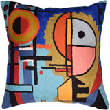 Kandinsky Upwards Abstract Pillow Cover Blue Decorative Throw Pillowcase Modern Chair Cushion Contemporary Accent Pillowsham Couch  Handembroidered Wool Size 18x18