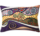 Lumbar Klimt Pillow Cover Night Sky Purple Pillowcase Hand Embroidered Tree of Life Pillows Modern Floral Pillows Modern Outdoor Pillows Mid Century Chair Cushion Wool Size 14x20