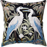William Morris Blue Heron Floral Pillow Cover Hand Embroidered Modern Flower Pillowcase Floral Outdoor Cushion Suzani Farmhouse Chair Throw Traditional Chair Cushions Cushions Wool Size 18x18