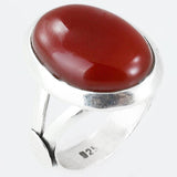 Size 6.5 Carnelian Ring Sterling Silver Cabochon Rings Leaf