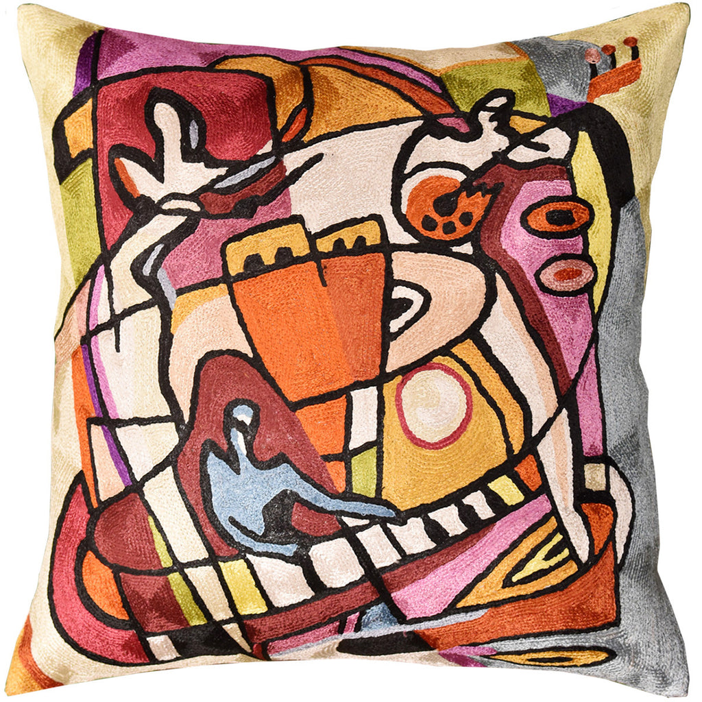 Stroking the Keys by Alfred Gockel Accent Pillow Cover-Handmade Art Silk 18" x 18" - KashmirDesigns