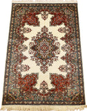 6’X4' Cream Saroukh Rug Pure Silk Pile Oriental Carpet Area Rugs Hand Knotted