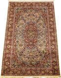 6’X4' Kirman Isfahan Rug Pure Silk Pile Green Oriental Area Rugs Carpet Hand Knotted