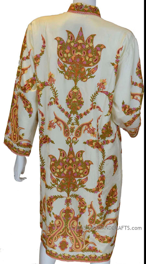 Ivory Silk Jacket Dinner Paisley Cream Evening Dress Coat Hand Embroid ...
