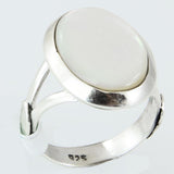Size 8.5 White Mother of Pearl Ring Sterling Silver Leaf Rings
