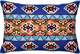 Lumbar Tribal Pillow Cover Blue Scorpion Southwestern Aztec Hand Embroidered Wool 14x20