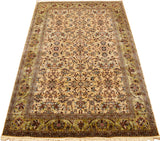 6x9ft Sarouk Silk on Silk Rug Oriental Carpet Green Fawn Hand Knotted Museum Quality