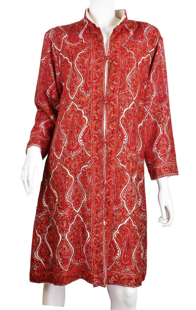 Hebe Paisley Cashmere Jacket Dinner All Over Red Evening Dress Coat Hand Embroidered Kashmir (Copy) - Kashmir Designs