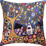 Swirl Tree Village Karla Gerard Accent Pillow Cover Handembroidered Wool 18