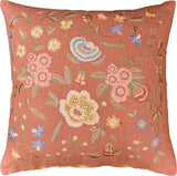 Vienna Rose Floral Design Decorative Cotton Pillow Cover Embroidered 18